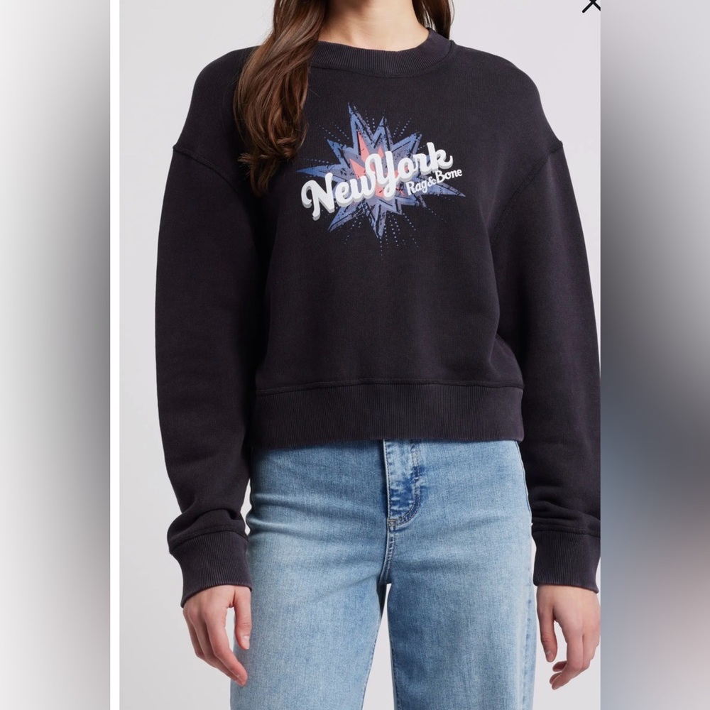 NWT Rag & Bone New York City Terry Sweatshirt Women’s Crewneck Black size SP